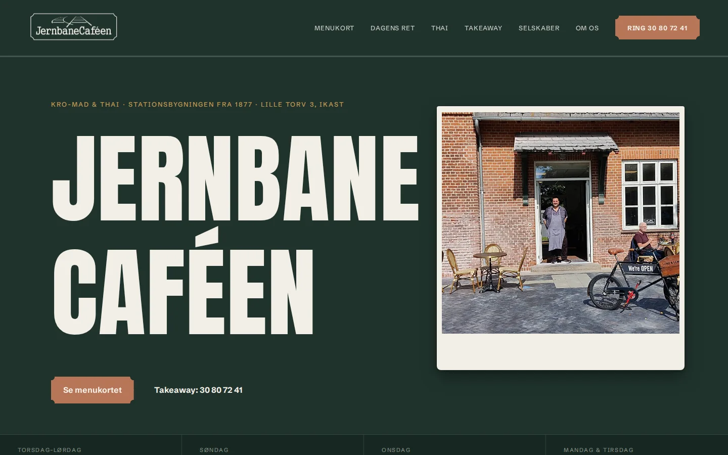 Forsiden på Jernbanecafeens nye side — hele heroen