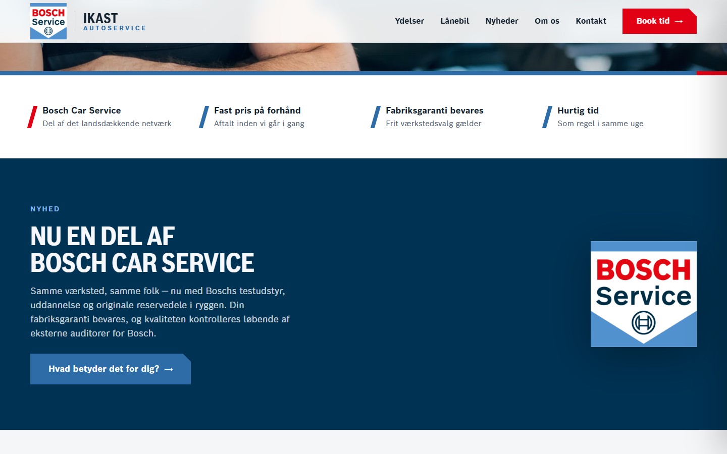 Ikast AutoServices hjemmeside, bygget af Kinly