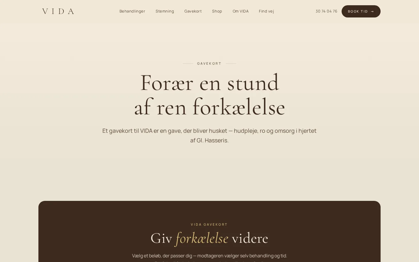 Gavekortet har sin egen side